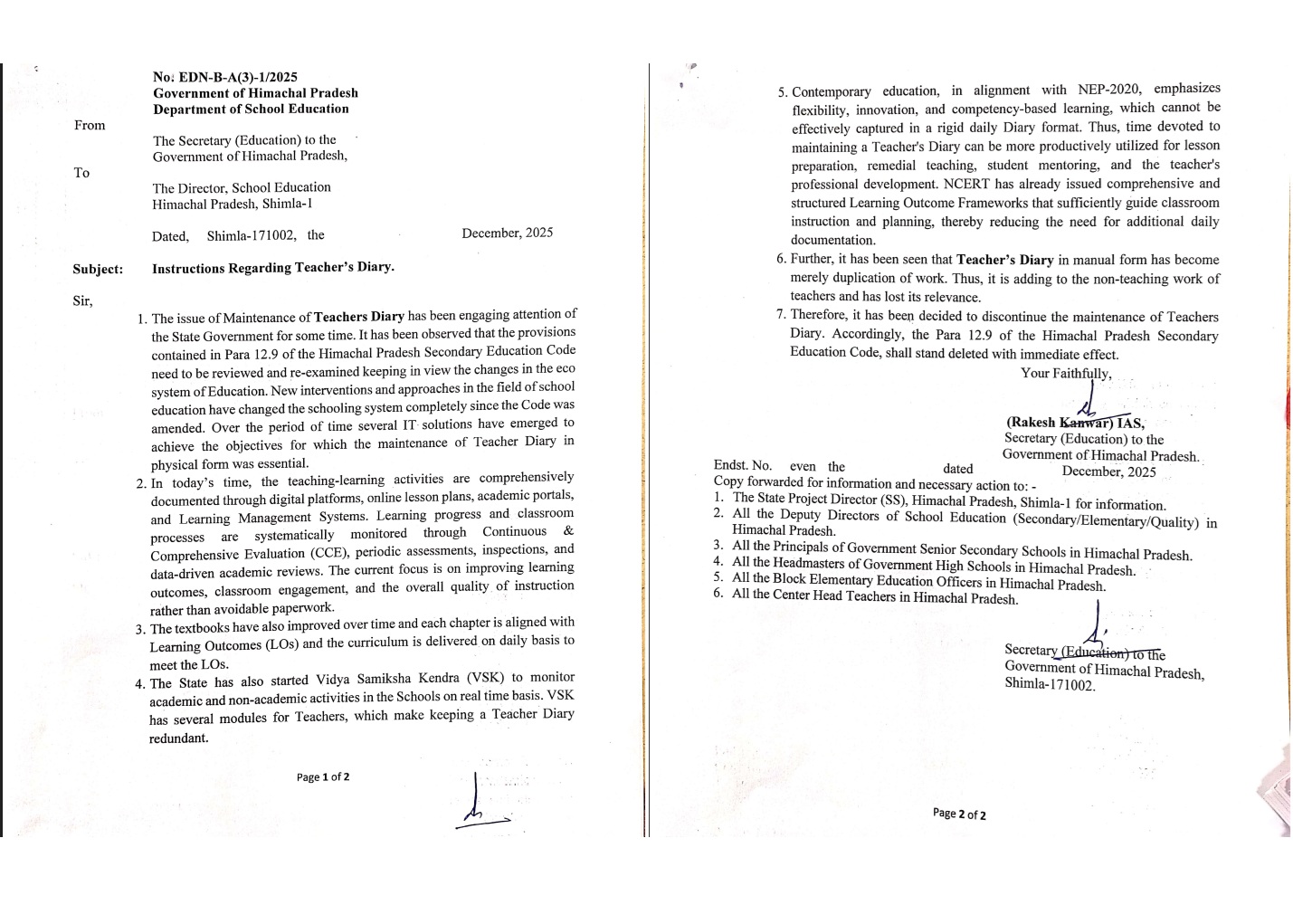 SUKHU GOVT CLOSED TEACHERS DIARY