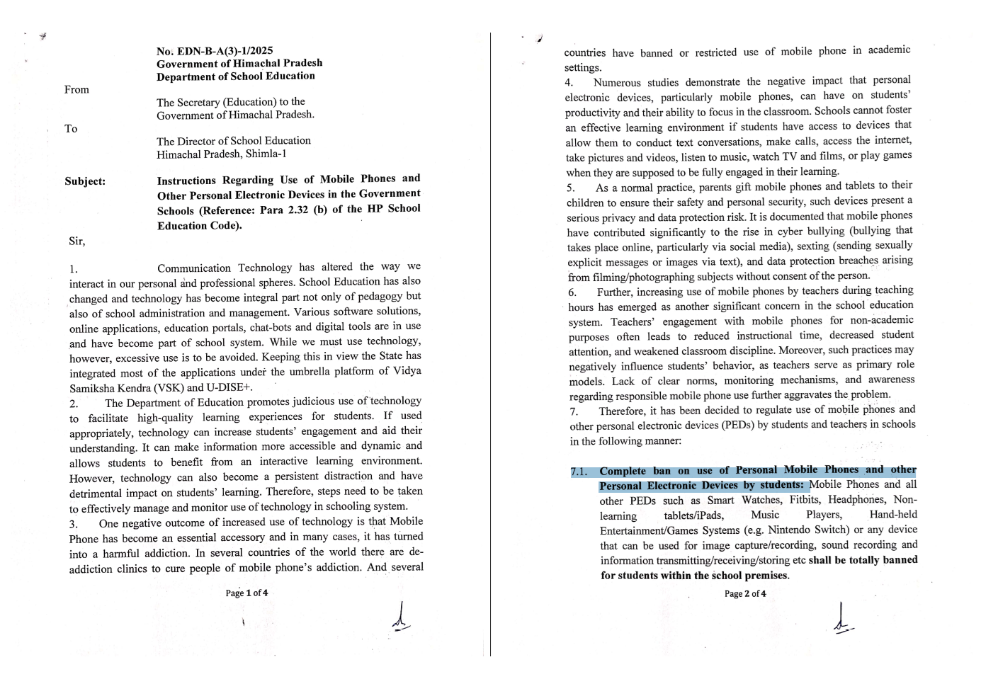 स्कूल में स्टूडेंट्स के मोबाइल और इलेक्ट्रॉनिक गैजेट्स यूज पर लगी रोक