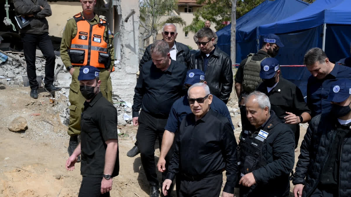 Israeli Prime Minister Benjamin Netanyahu visited the two southern Israeli towns, which were targeted by Iran.
