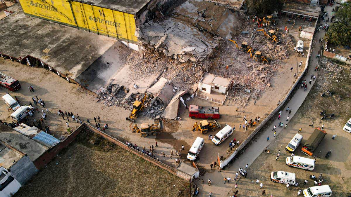 Rescue operation underway at the cold storage facility in the Phaphamau area.