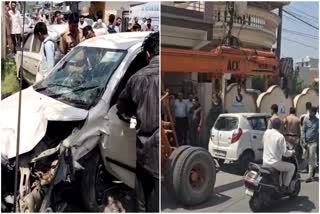 Car hits school students