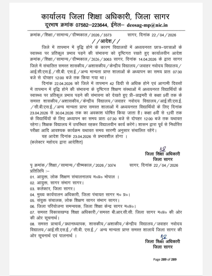 SAGAR COLLECTOR ORDER