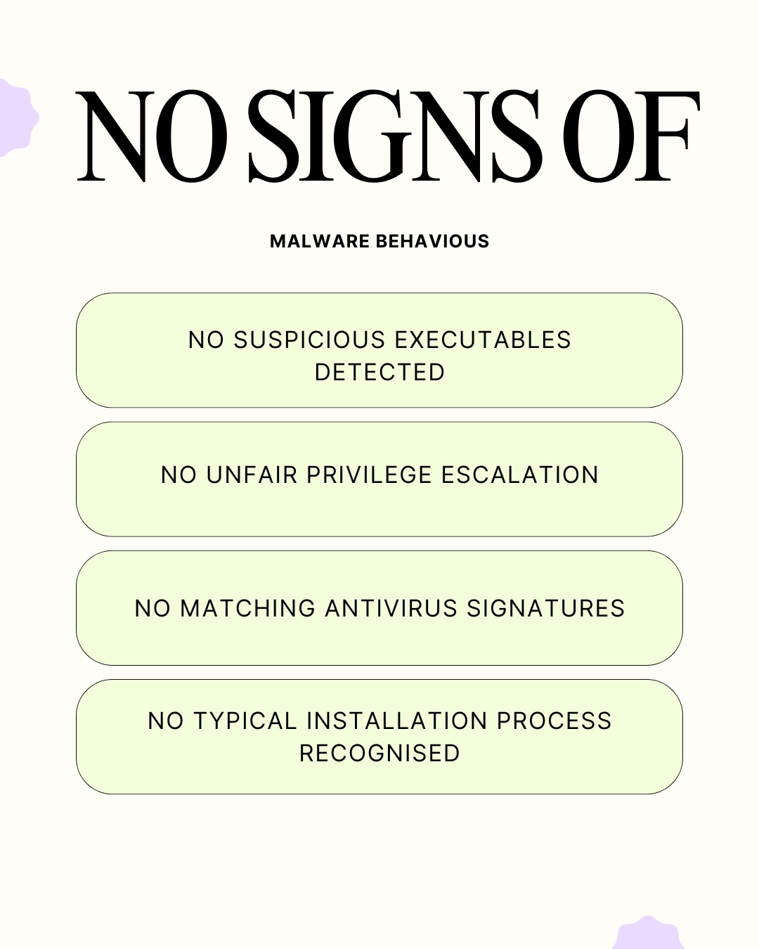 No signs of malware behaviour