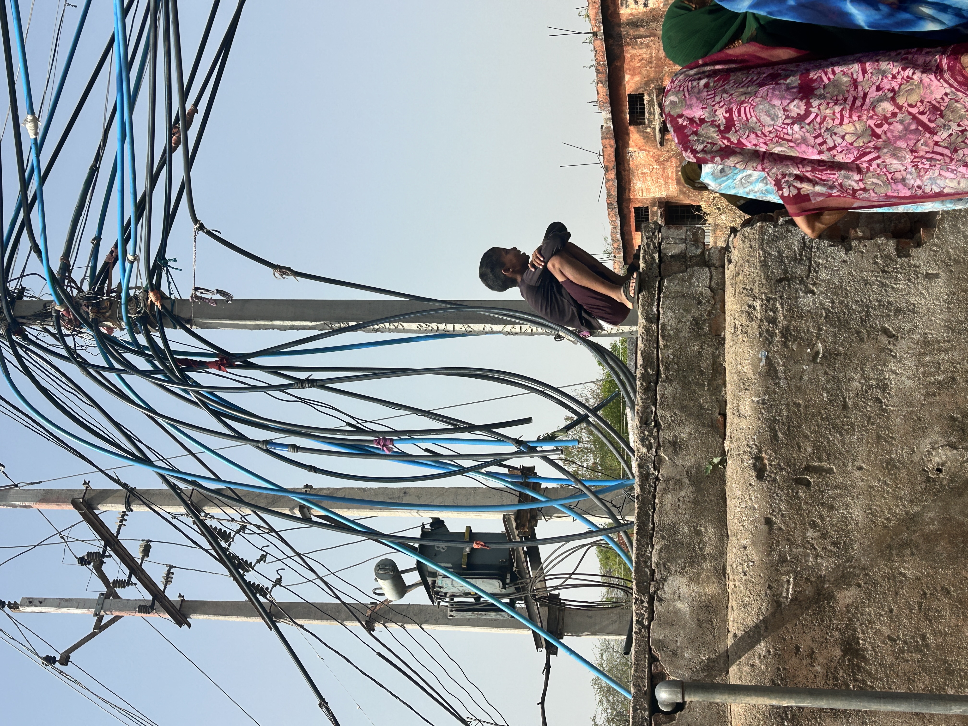 MP water pipeline on electric pole