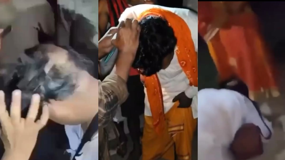 सिर मुंडवाने के बाद रगड़वाई नाक.