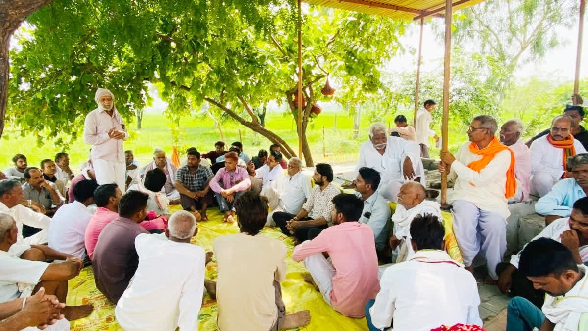 Farmers in the meeting at Balaji temple got stuck