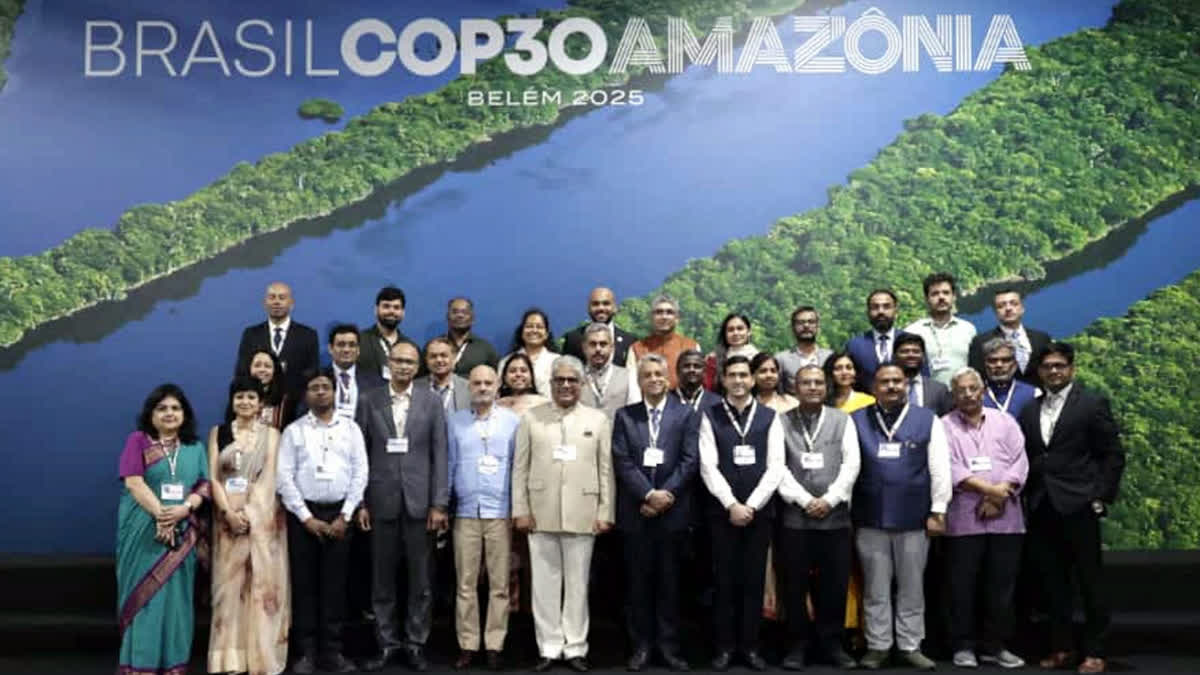 Indian delegation, led by Environment Minister Bhupender Yadav, at the ongoing UN COP30 Climate Summit in Amazonian city of Belem, in Brazil.