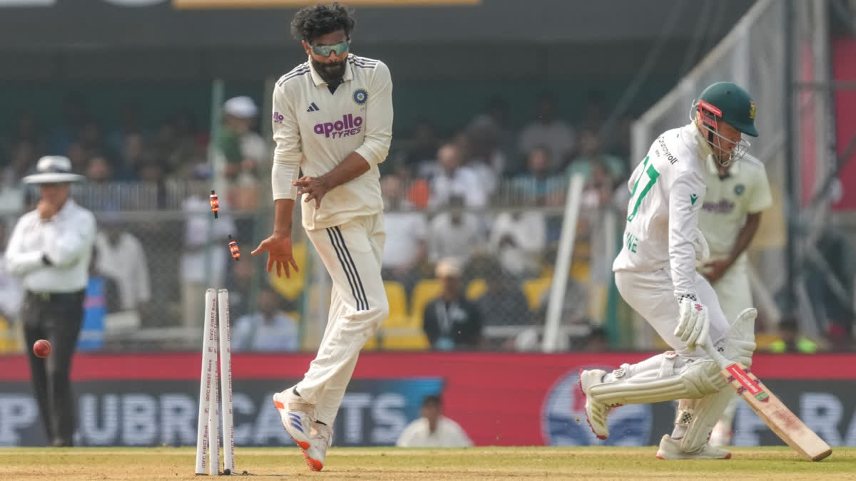 Muthusamy, Verreynne Defy India To Take SA To 316 For Six At Tea India's Ravindra Jadeja during the day two of the second Test cricket match of a series between India and South Africa, at ACA Stadium in Guwahati, Sunday, Nov. 23, 2025.