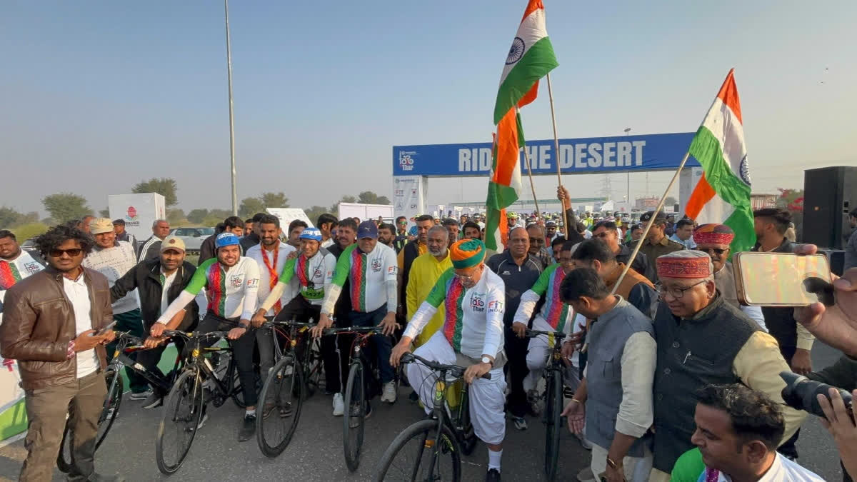 Tour The Thar: 786 Cyclists Compete In Bikaner's Grand Cycle Rally Union Minister Arjun Ram Meghwal officially flagged off
