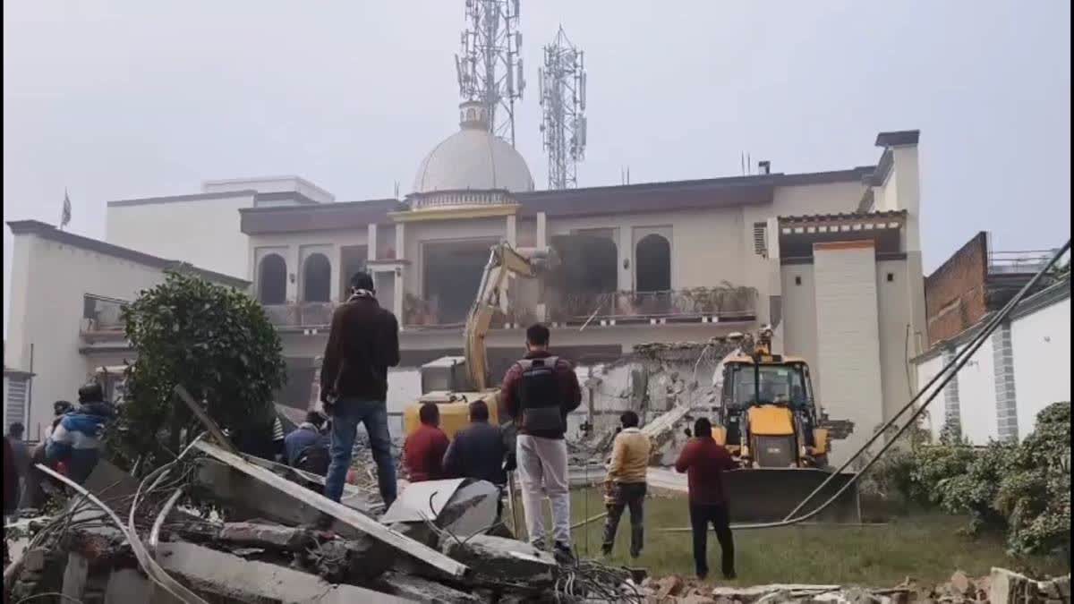 Bulldozers in Faridapur Chaudhary during the demolition.