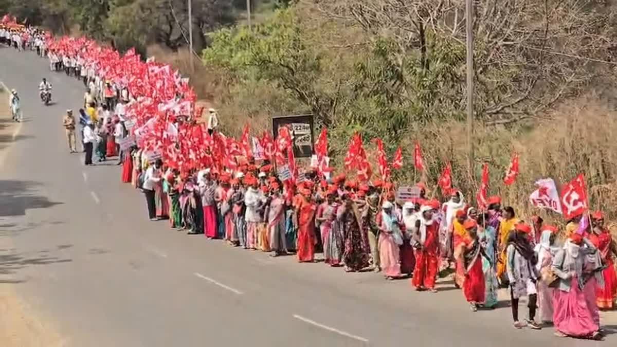 Long march of farmers and workers in Ahilyanagar, march from Rajur to the District Collector's Office for pending demands
