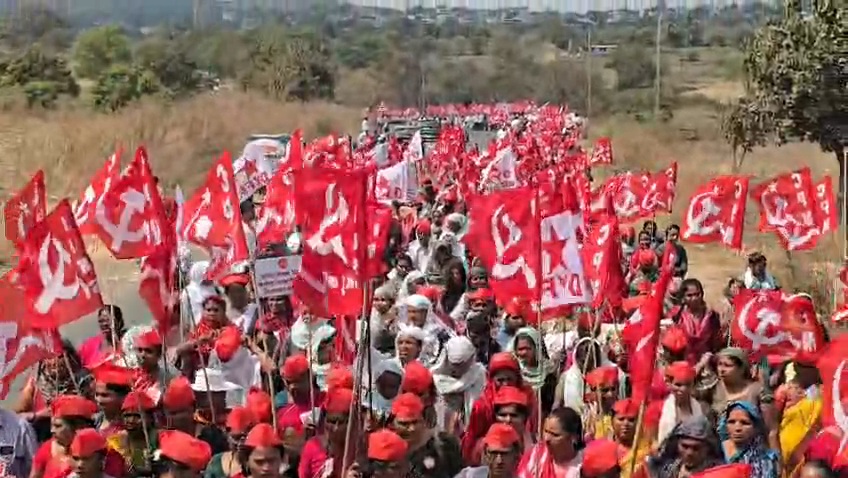 Long march of farmers and workers in Ahilyanagar, march from Rajur to the District Collector's Office for pending demands