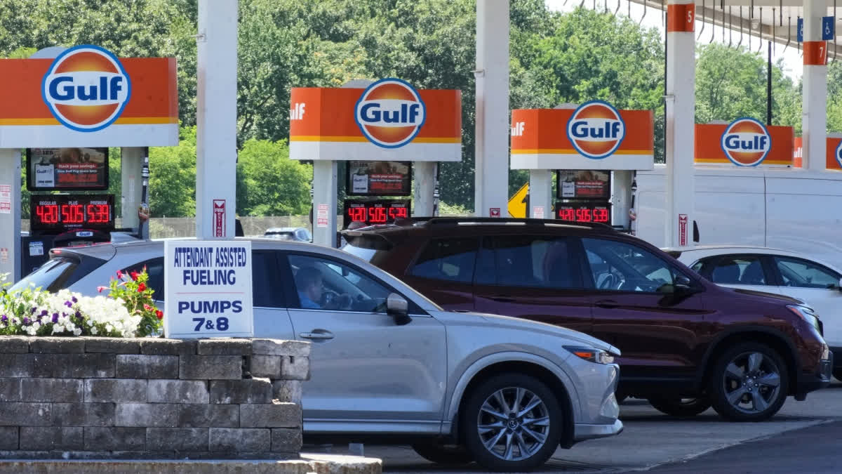 Oil Passes $100 A Barrel Again: Why It's More Serious This Time FILE - Cars line up at the pumps of a Gulf Oil station on the Massachusetts Turnpike near Boston, Sunday, July 19, 2026.