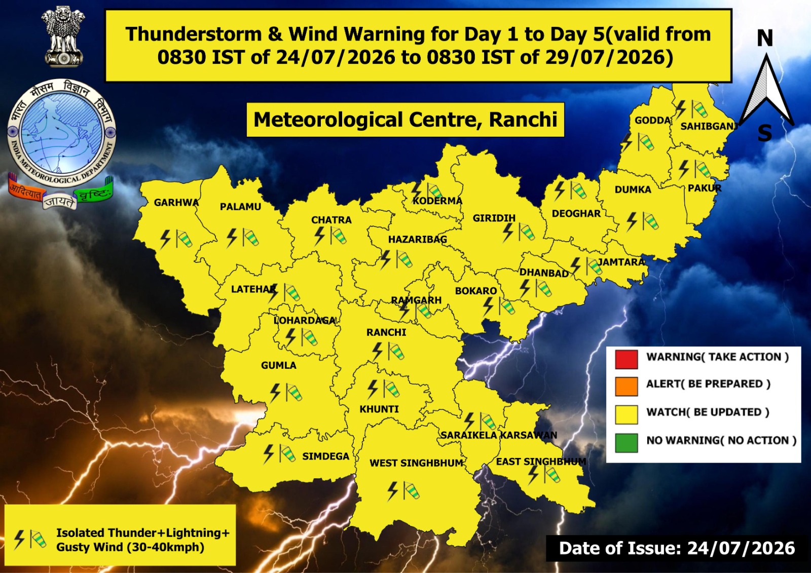 weather report in jharkhand
