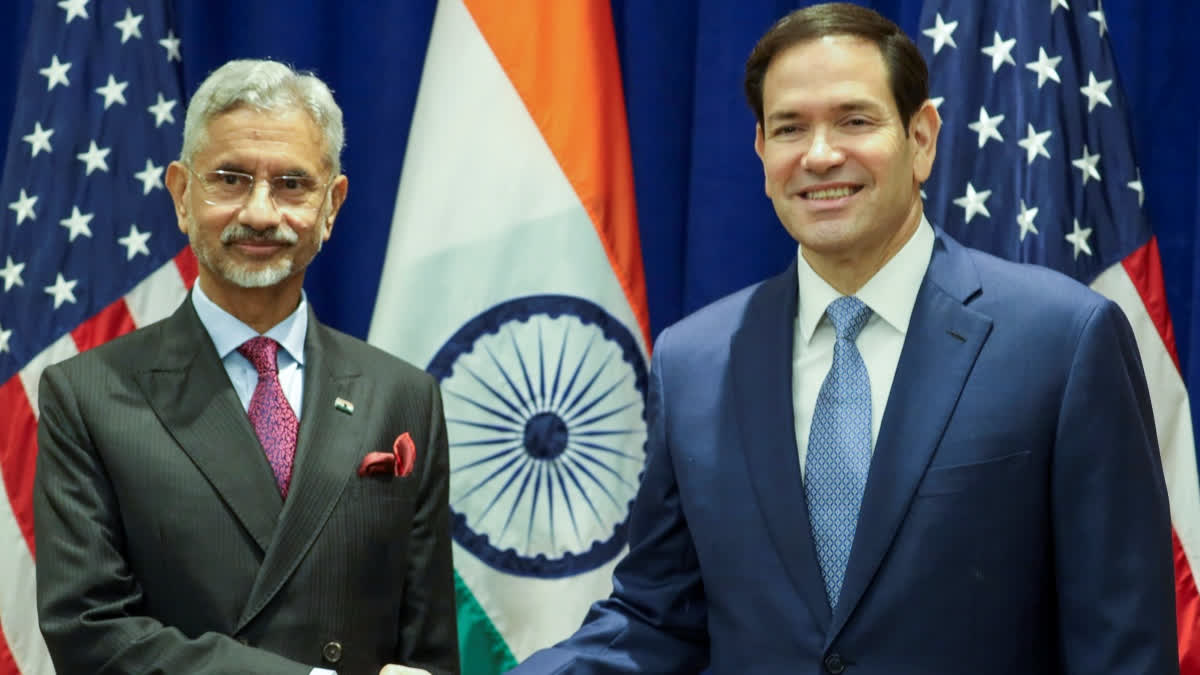 In this image posted on Sept. 22, 2025, External Affairs Minister S. Jaishankar with U.S. Secretary of State Marco Rubio during a meeting, in New York, USA.