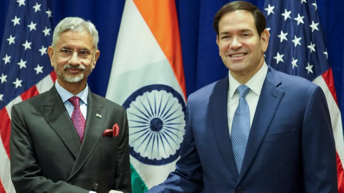 In this image posted on Sept. 22, 2025, External Affairs Minister S. Jaishankar with U.S. Secretary of State Marco Rubio during a meeting, in New York, USA