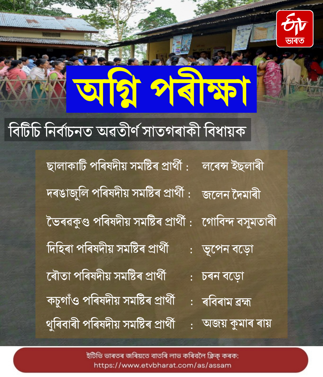 Seven MLAs test fire in BTC and also about self esteem