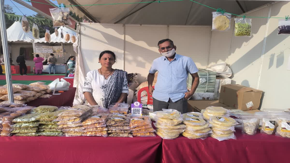 Mamta a housewife turned businesswoman from Jalgaon Maharashtra set up a stall at the Saras Mela in Faridabad