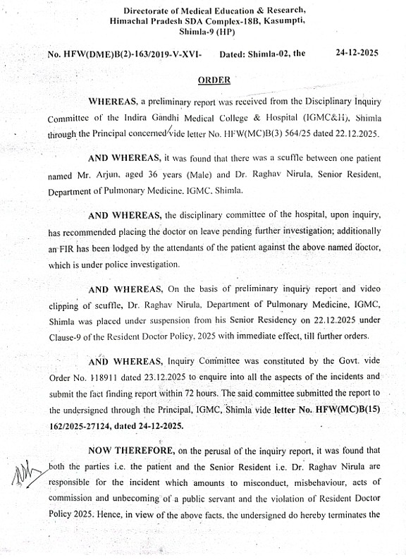 IGMC Doctor Service Terminated