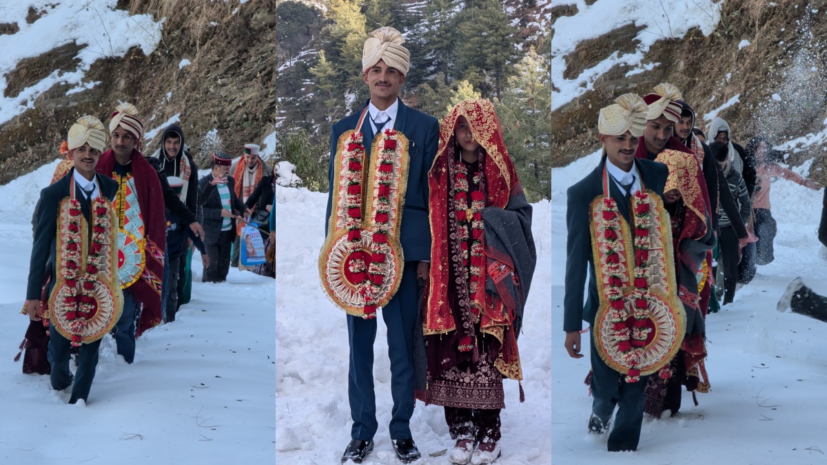 Wedding amidst snowfall in Seraj