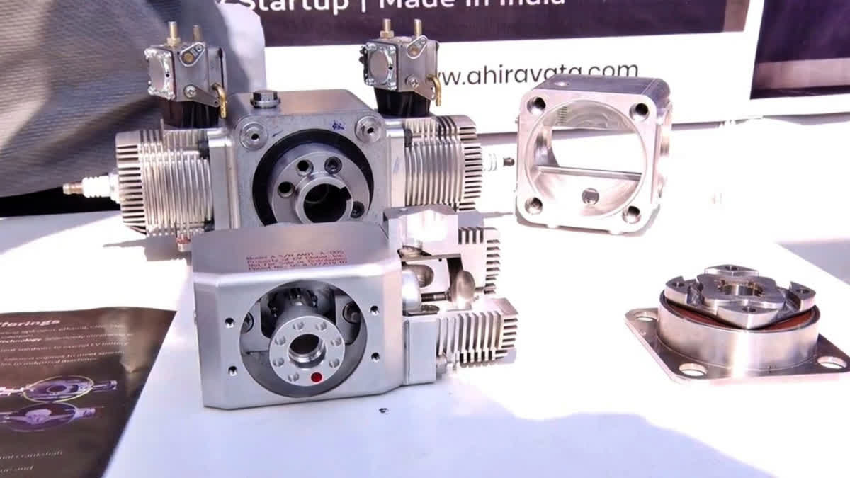 Model of Ahiravata's new engine on display at Chandigarh University AI Fest
