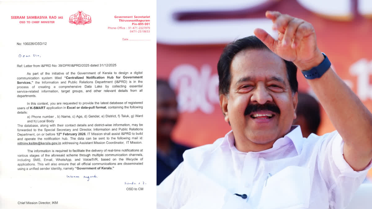 DATA BREACH ROW  RAMESH CHENNITHALA  CM OFFICE  PINARAYI VIJAYAN