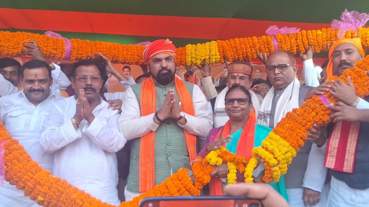Bihar BJP Leader Samrat Singh during a rally in the state