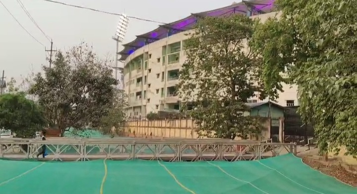 Beneath the green cover is a dead stinking river