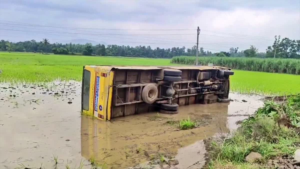 Private School Bus Overturns