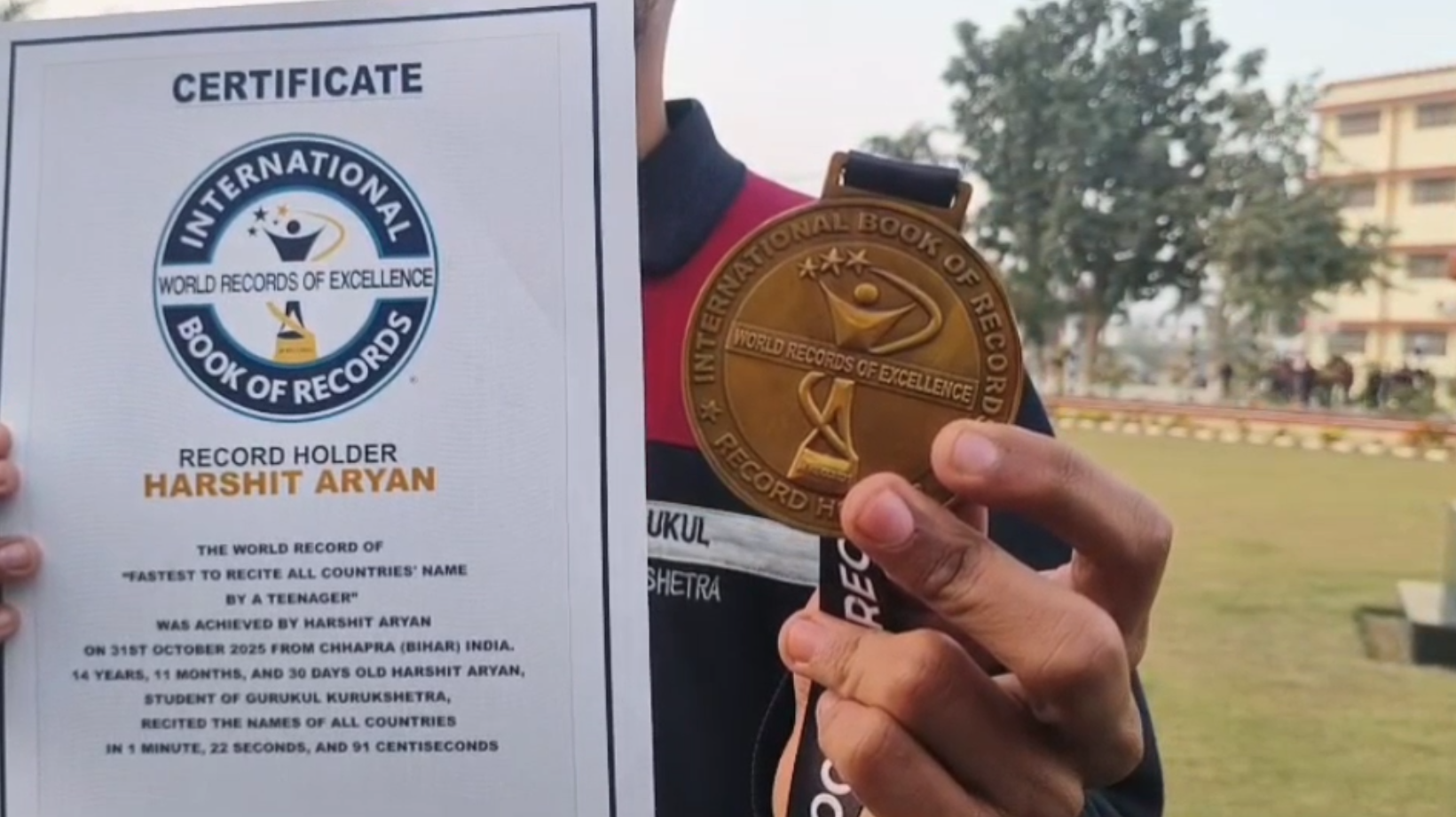 Kurukshetra Gurukul Student Harshit created a world record in speaking despite the problem of stammering