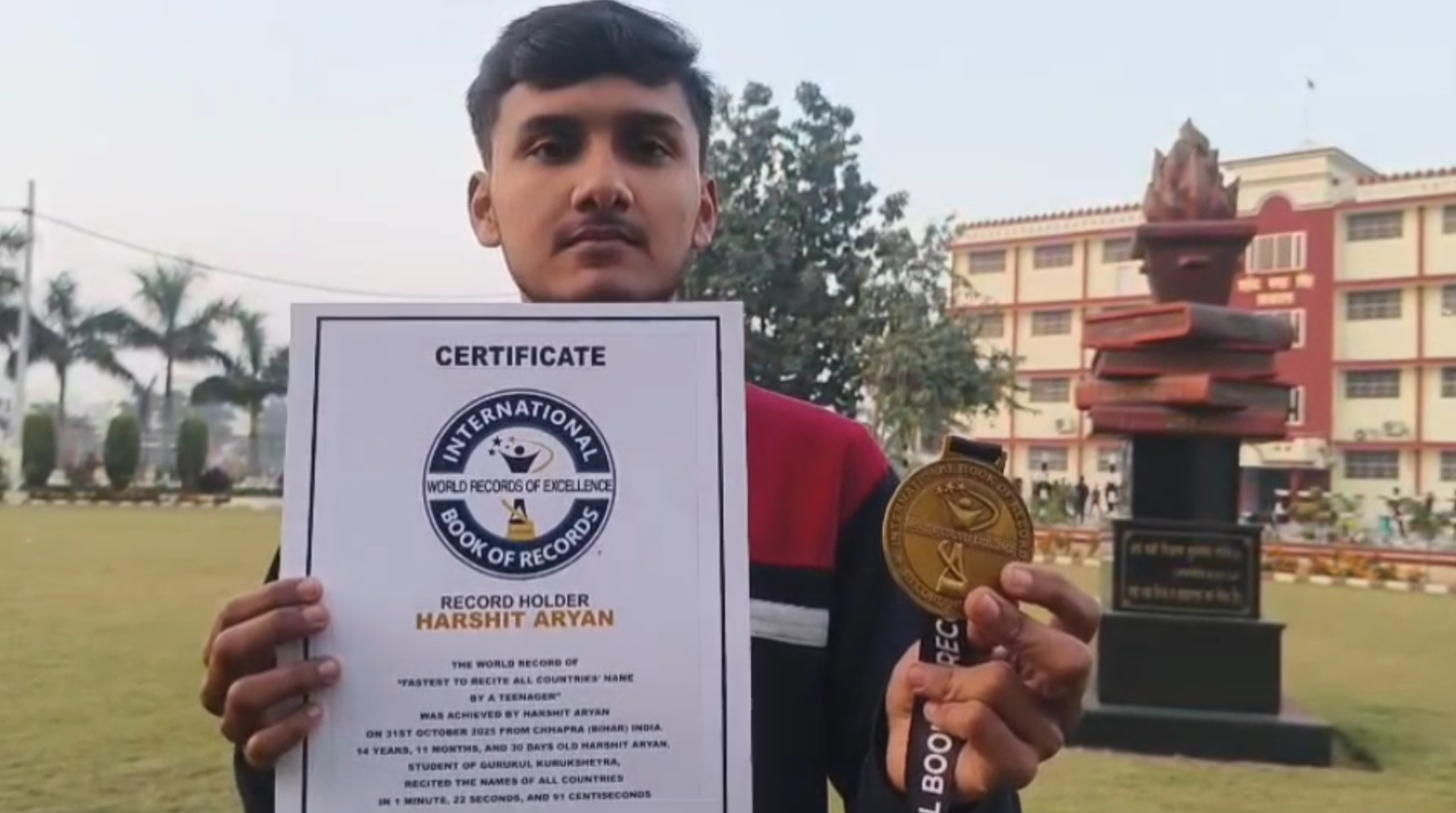 Kurukshetra Gurukul Student Harshit created a world record in speaking despite the problem of stammering