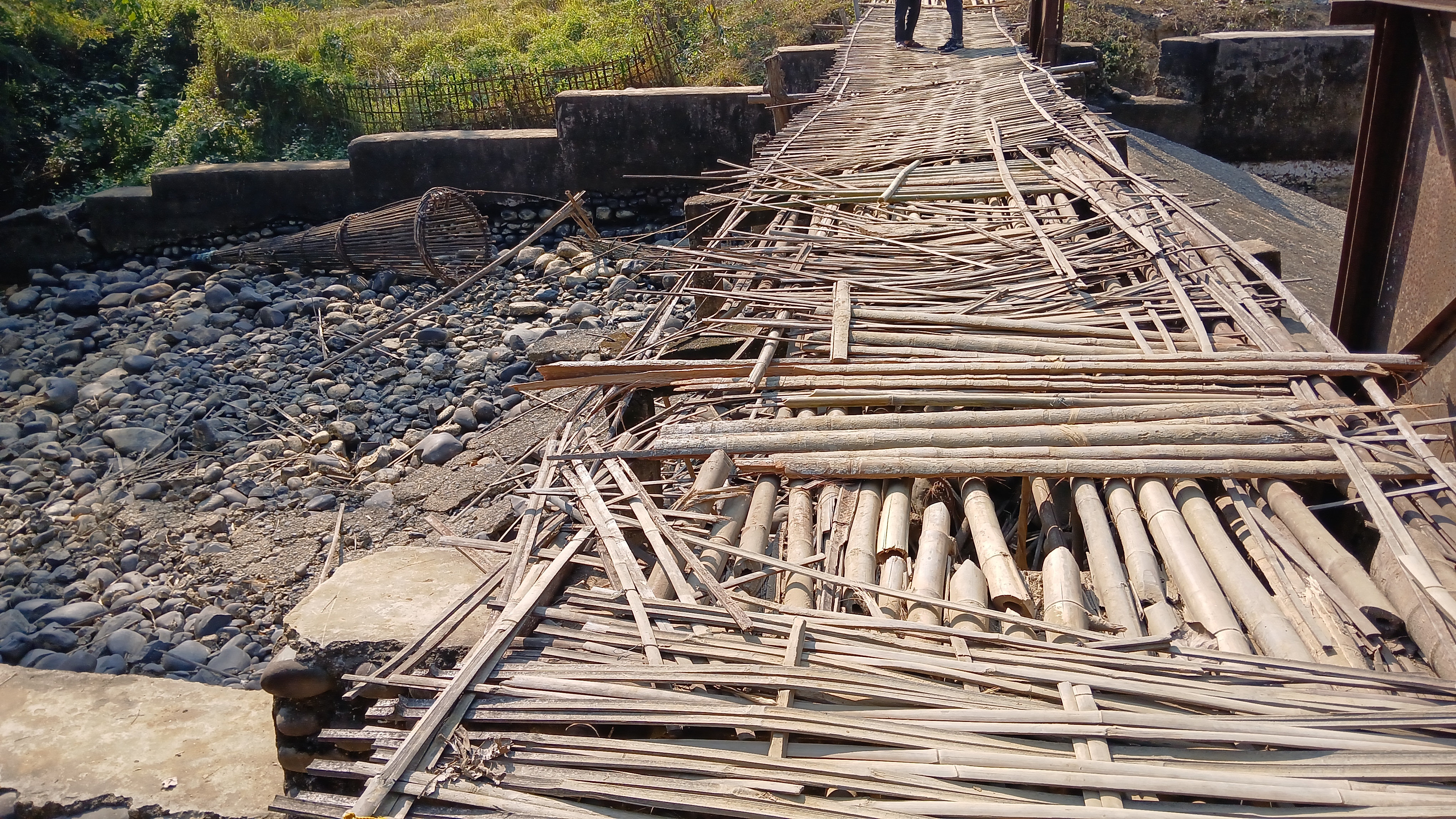 Barpathar broken bamboo bridge