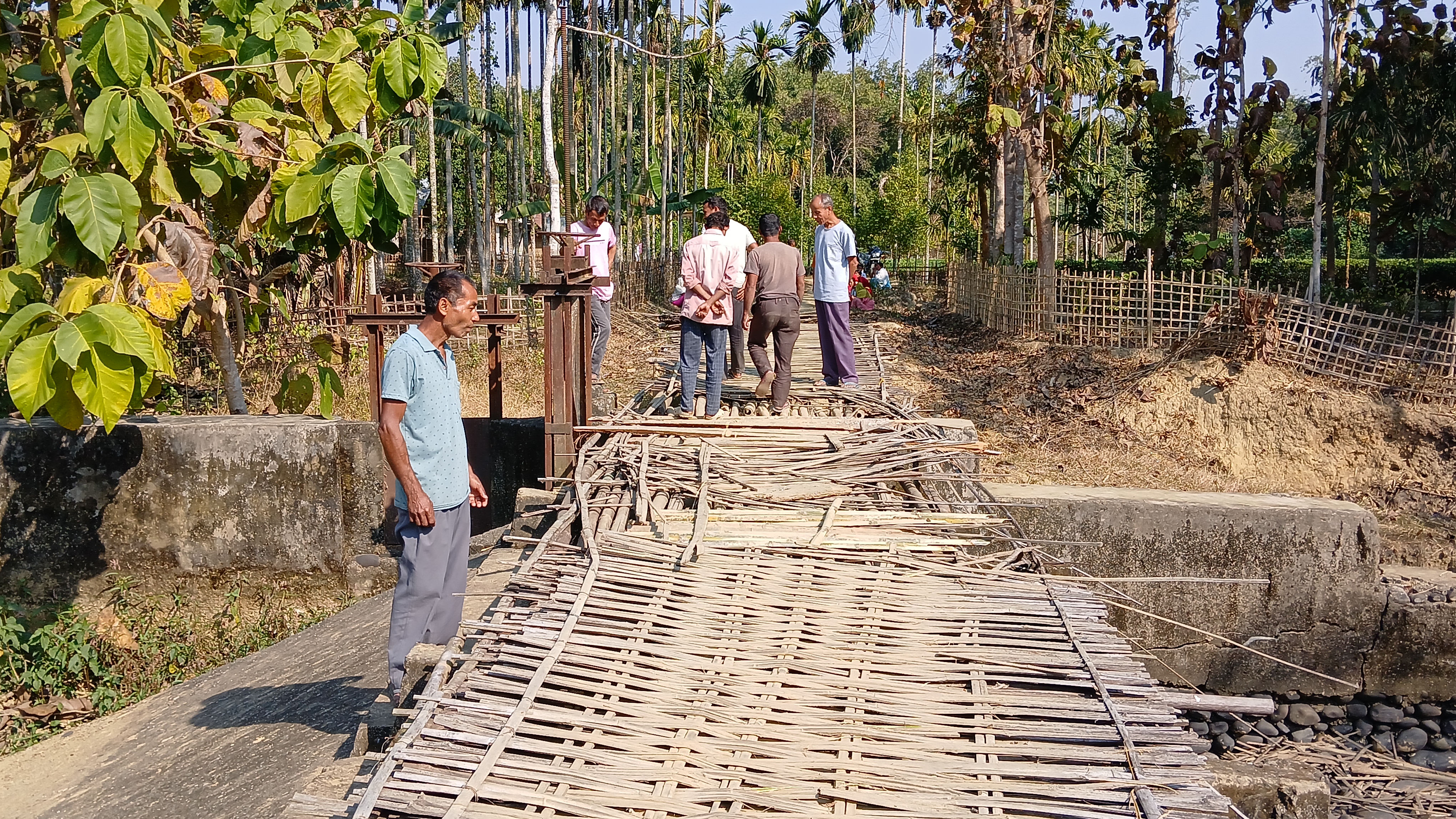 Barpathar broken bamboo bridge