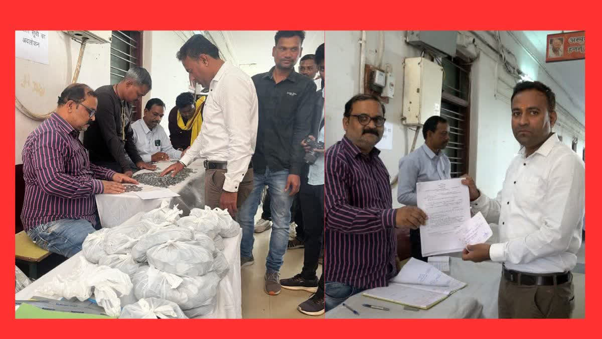 An Independent candidate for mayor election in Jagdalpur Municipal Corporation in Bastar division gave officials a lesson in counting as he arrived to file his nomination with coins worth Rs 20,000