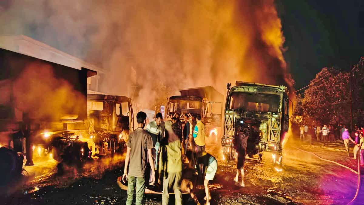 FOUR VEHICLES BURNED TO ASHES