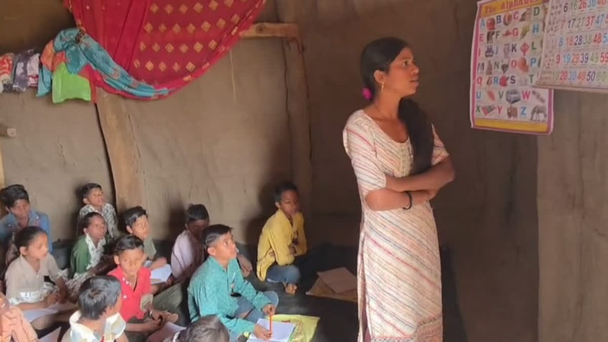 Seema Badole, the class 9 student who is teaching in the village.