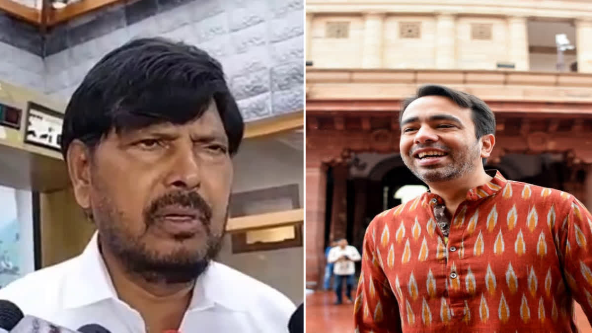Ramdas Athawale (L), Jayant Chaudhary