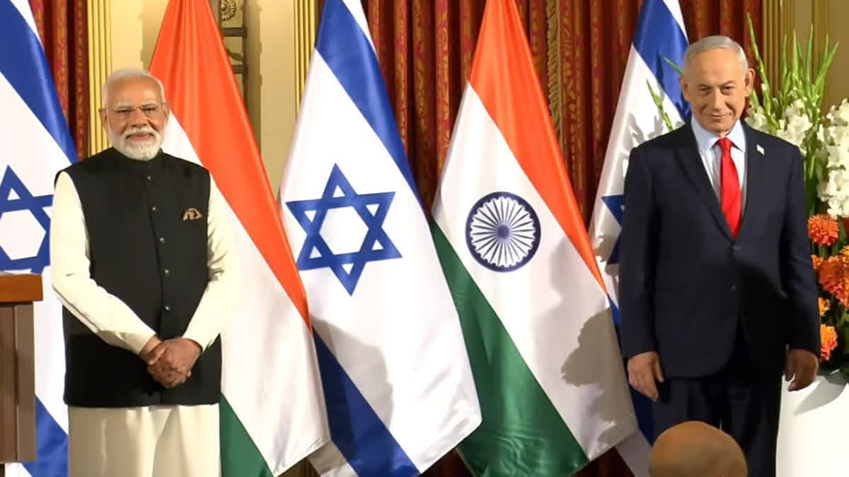 PM Narendra Modi and his Israeli counterpart Benjamin Netanyahu during the joint press meet on Thursday.