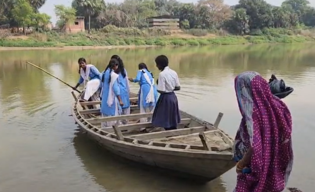 Students reaching school by boat