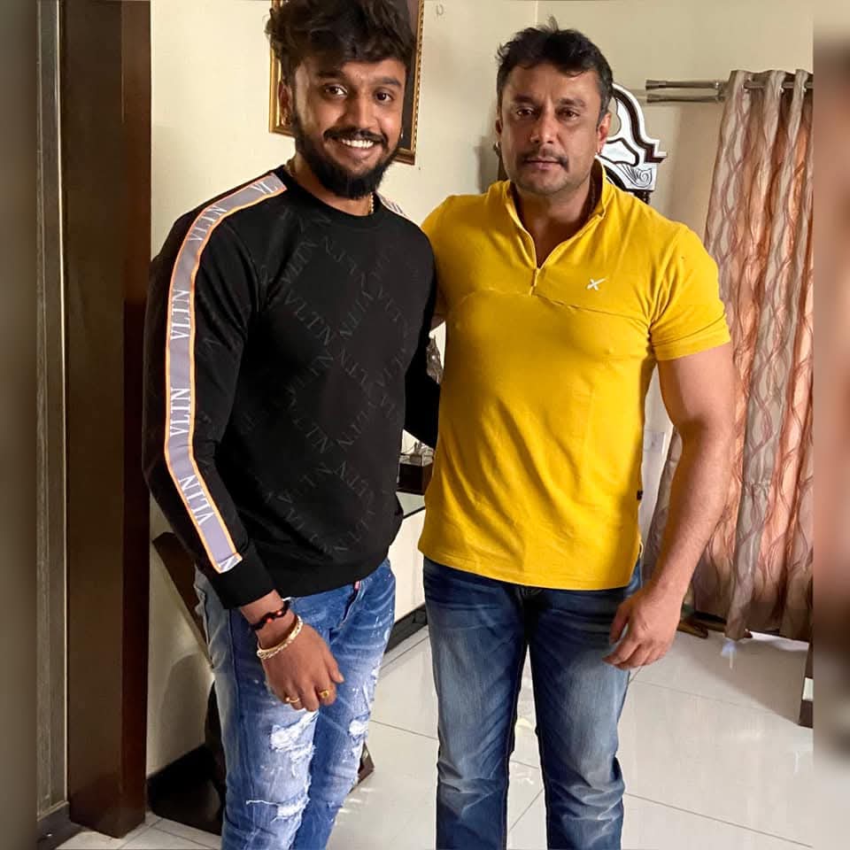Actor Dhanveerrah Gowda with actor Darshan