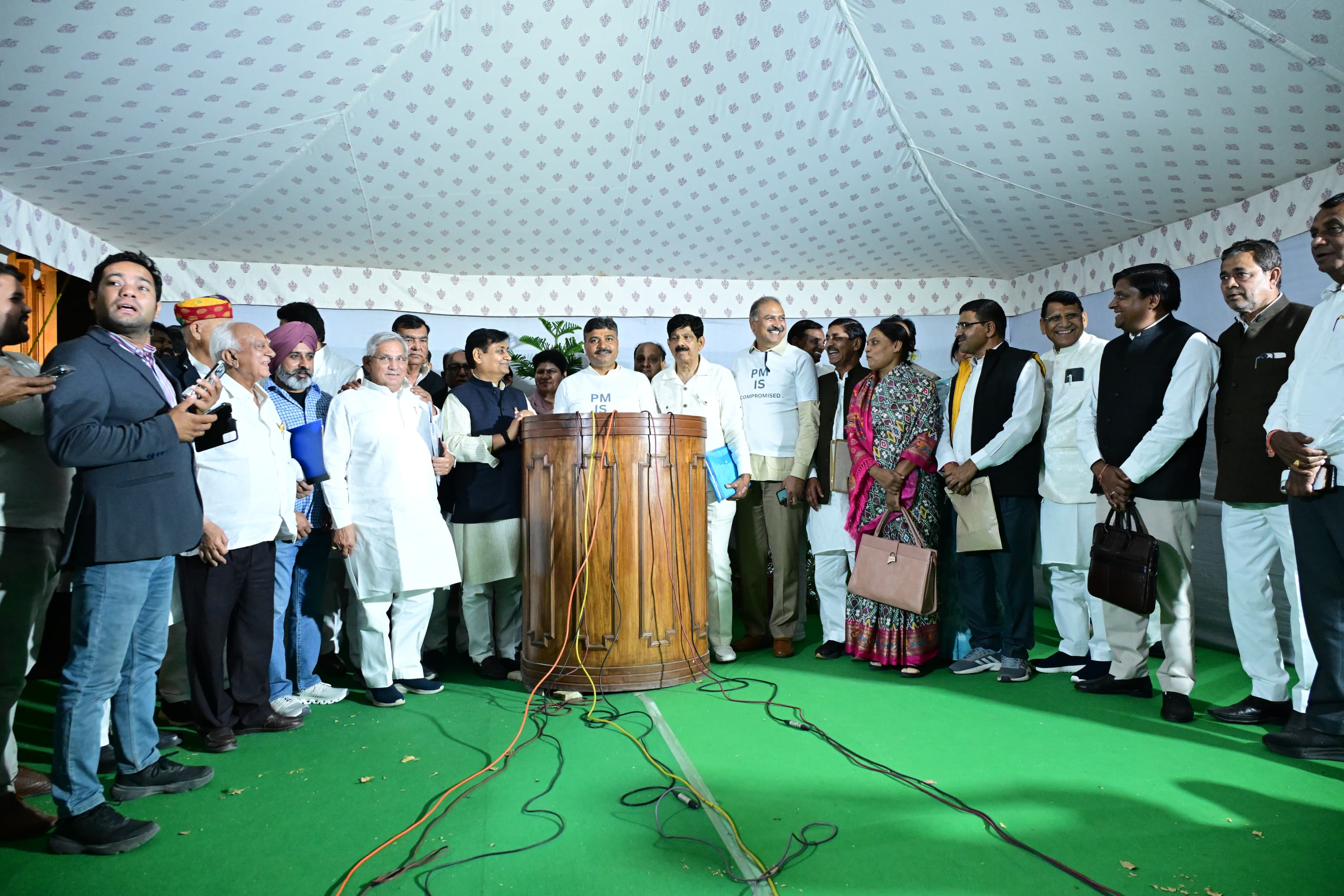 Tikaram Jully talking to the media