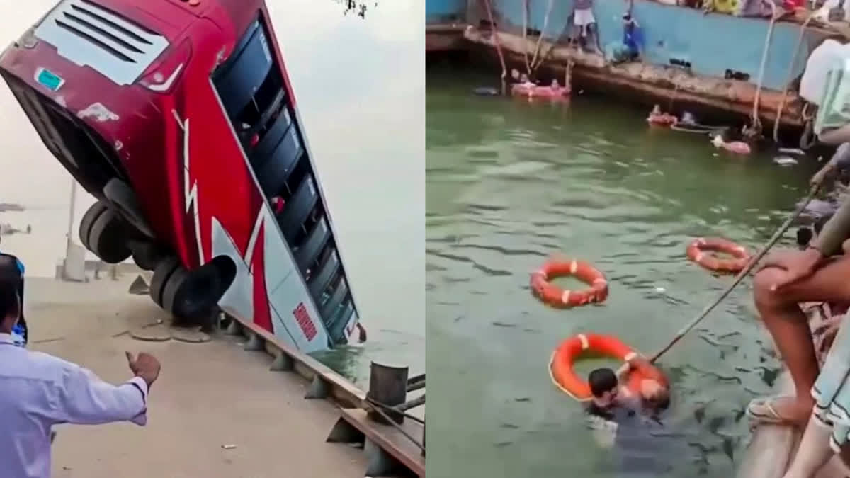 Bus Plunges Into River