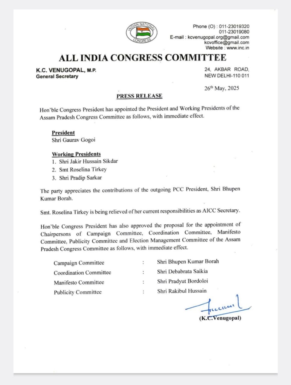 APCC president Gaurav Gogoi