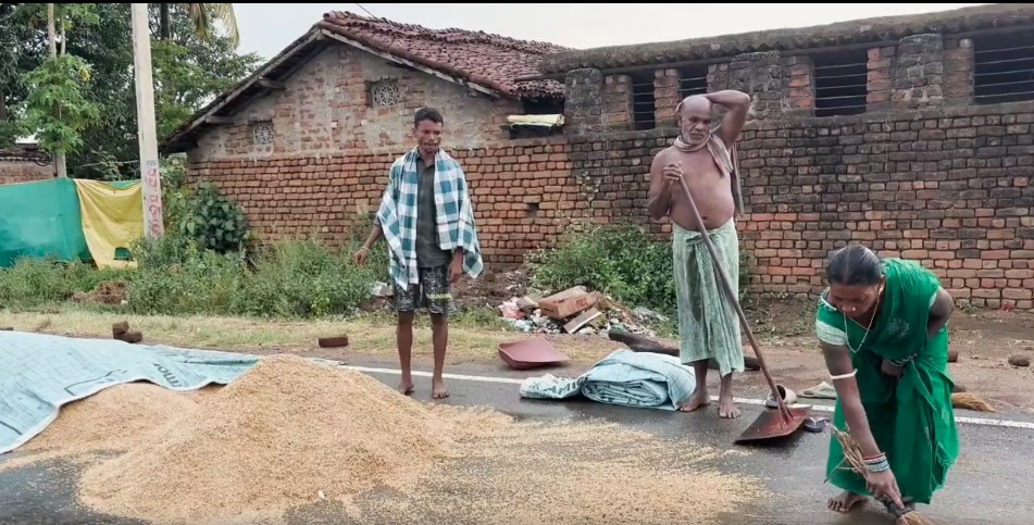 Mandi problem in Kalahandi district, paddy soaked in rain