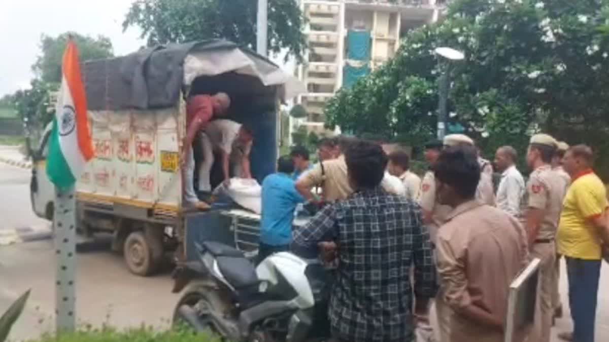 Two policemen riding a bike were crushed by a truck in Faridabad.