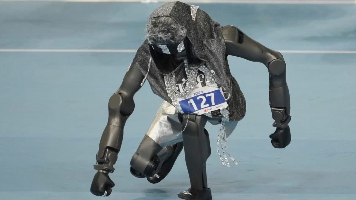 A humanoid robot is participating in a breakdance competition during the World Humanoid Robot Games in Beijing on Tuesday, August 25, 2026.