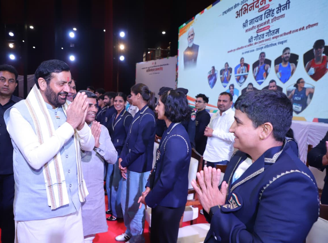 Chief Minister Nayab Singh Saini felicitated Commonwealth Games medalists and participants in Panchkula