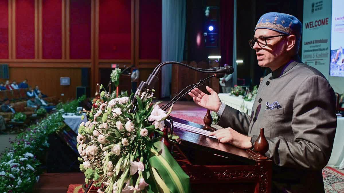 J-K Chief Minister Omar Abdullah addressing a function