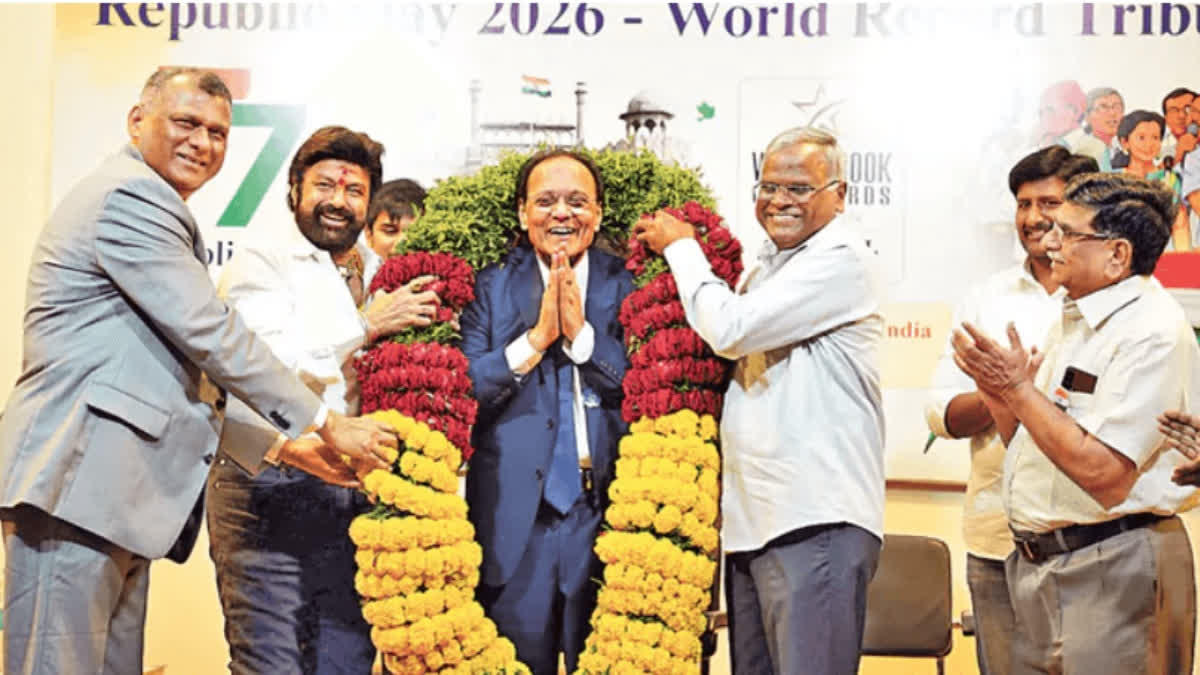 Dr Nori Says Padma Bhushan Conferred To Him Fuels His Resolve To Eradicate Cancer In Telugu States Dr Nori Dattatreyudu felicitated by Nandamuri Balakrishna, Chairman of Basavatarakam Indo American Cancer Hospital and Research Institute (BIACH&RI)