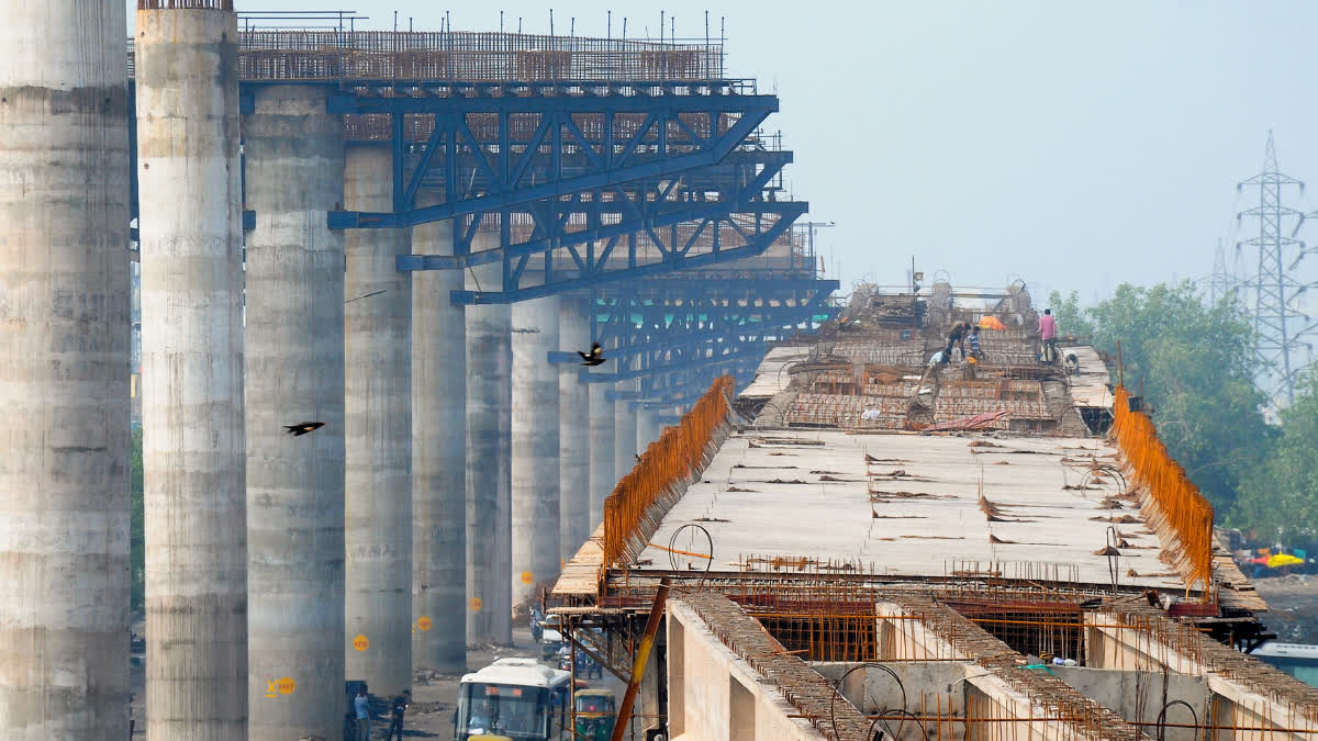 Construction work underway on National Highway near Bhajanpura in New Delh (file picture)